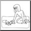Clip Art: Kids: Chores: Cleaning Up a Spill (coloring page)