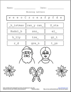 Missing Letter: Christmas (primary) – with pictures