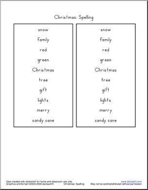 Spelling Unit: Christmas (primary)