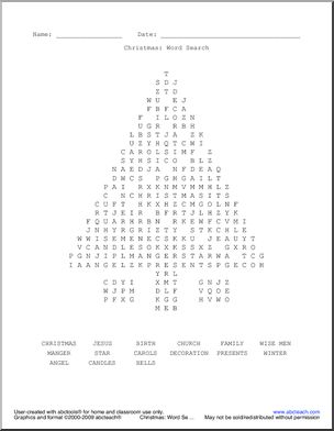 Word Search: Christmas (religious) tree