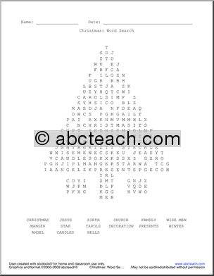 Word Search: Christmas (religious) tree