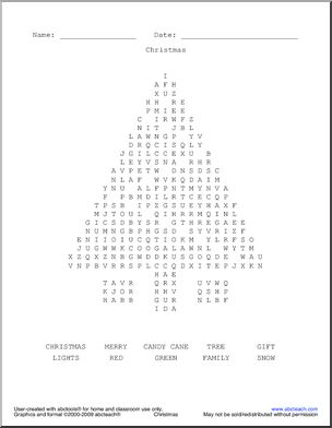 Word Search: Christmas (primary) – tree
