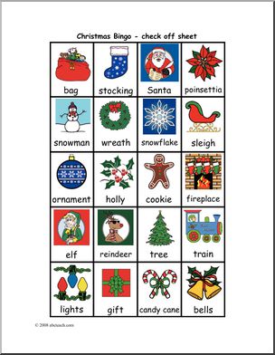Bingo Cards: Christmas- check sheet (color)