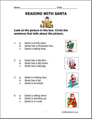 Picture Sentences – Christmas 3 (primary) Worksheet – Abcteach