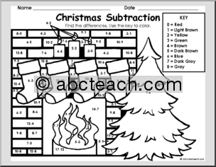 Christmas: Fireplace Scene Subtraction – Coloring Page
