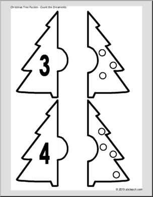 Christmas Tree Puzzles – Counting (black/white)