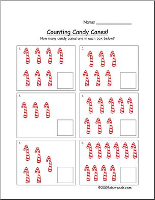 Worksheet: Counting – Candy Canes (prek/primary)