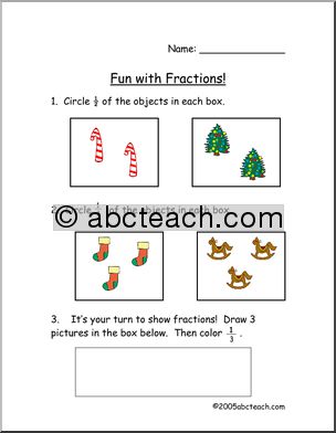 Worksheet: Christmas Fractions (primary)