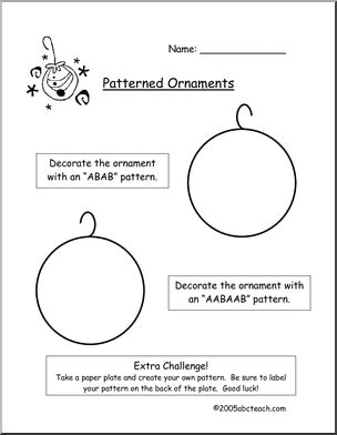 Worksheet: Christmas Ornament Patterns (elementary)