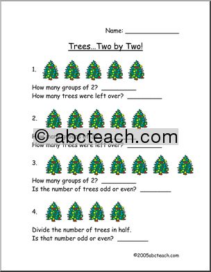 Worksheet: Christmas – Two by Two Trees (elementary)