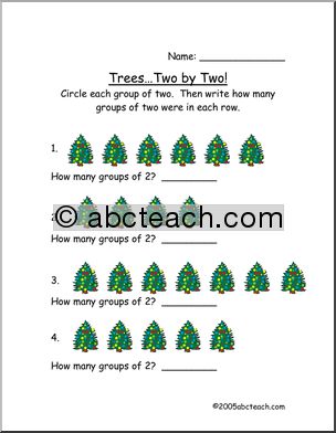 Worksheet: Christmas – Two by Two Trees (primary)