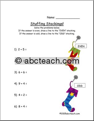 Odd and Even – Christmas theme (primary) Worksheet