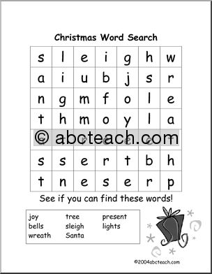 Christmas (primary/elementary) -b/w version Unit I abcteach.com