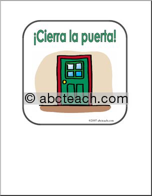 Spanish: Poster – “Cierra la puerta” (elementaria)