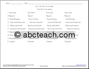 Fairy Tale Titles Circle and Spell