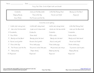 Fairy Tale Titles (with word bank) Circle and Spell
