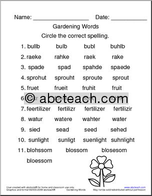 Circle & Spell: Gardening Vocabulary