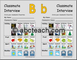 Classmate Interview Cards: Match the Letters (primary)
