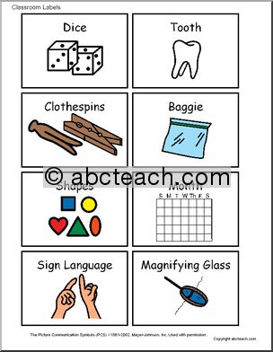 Labels: Illustrated Classroom Items (set 10)