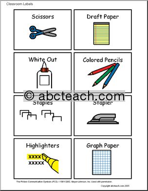 Labels: Illustrated Classroom Items (set 12)