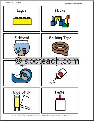 Labels: Illustrated Classroom Items (set  5)