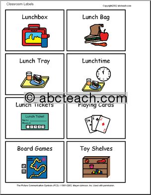 Labels: Illustrated Classroom Items (set  6)