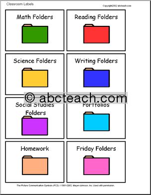 Labels: Illustrated Classroom Items (set  8)
