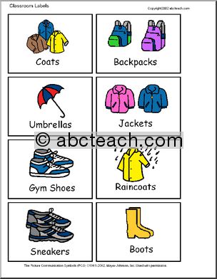Labels: Illustrated Classroom Items (set  9)