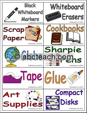 Labels: Illustrated Classroom Items (Set # 14) (color)