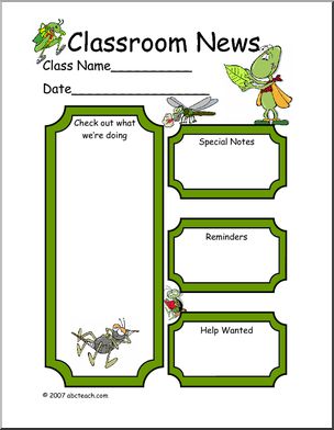 Classroom Newsletter: Bug theme (color)