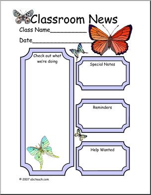 Classroom Newsletter: Butterfly theme (color)