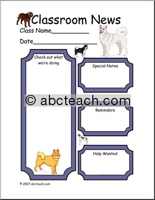 Classroom Newsletter: Dog theme (color)