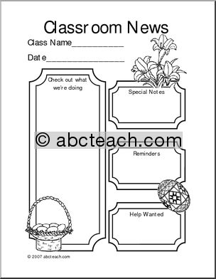 Classroom Newsletter: Easter (b/w)