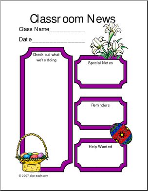 Classroom Newsletter: Easter (color)