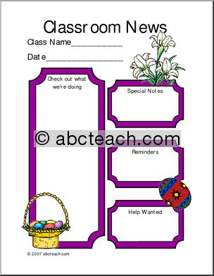 Classroom Newsletter: Easter (color)
