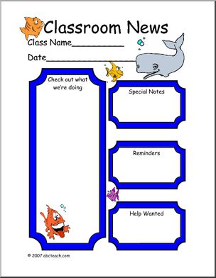 Classroom Newsletter: Fish theme (color)