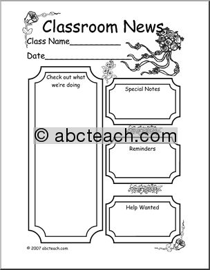 Classroom Newsletter: Flower theme (b/w)