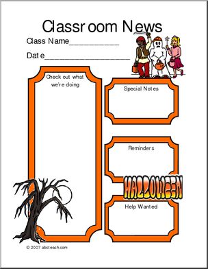 Classroom Newsletter: Halloween theme (color)