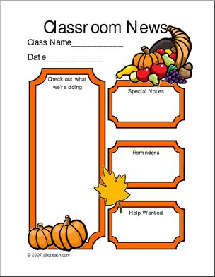 Classroom Newsletter: Harvest theme (color)