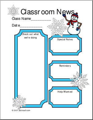 Classroom Newsletter: Winter theme (color)