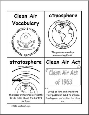 Vocabulary Cards: Clean Air Terms (b/w)