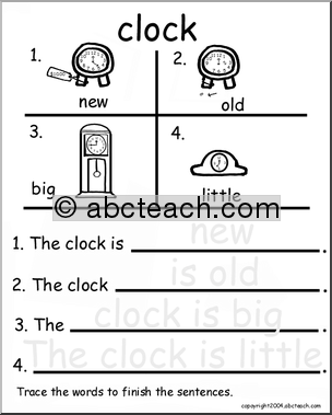 Beginning Writing Practice, Set 4 – trace (clock)