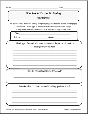 Close Reading: Fiction – Integration of Knowledge and Ideas (grades 3-5)