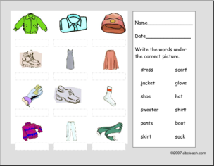 Worksheet: Clothing Vocabulary – color (ESL)