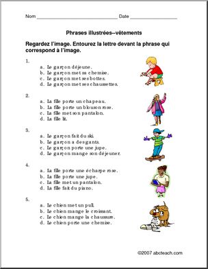 French: Picture Sentences – Clothing