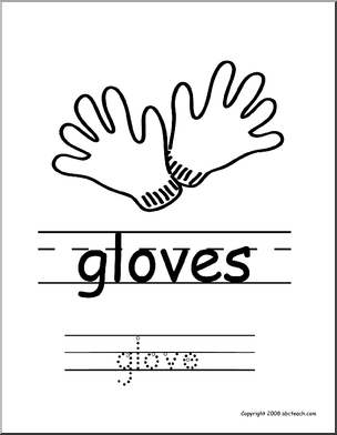 Coloring Page: Write and Color “Gloves” (ESL)
