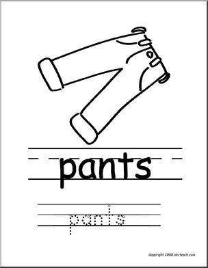 Coloring Page: Write and Color “Pants” (ESL)
