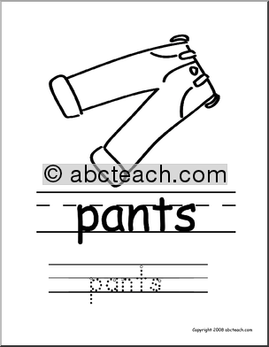 Coloring Page: Write and Color “Pants” (ESL)