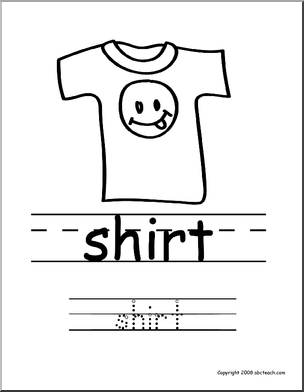 Coloring Page: Write and Color “Shirt” (ESL)