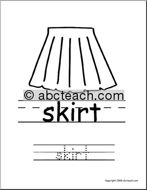 Coloring Page: Write and Color “Skirt” (ESL)